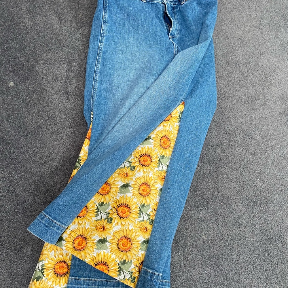 Sunflower Patchwork Blue Jeans